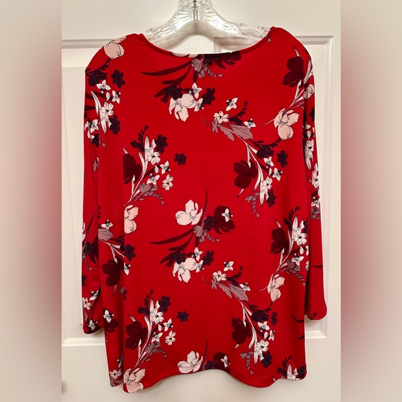 Liz Claiborne Red Floral Tie-Front Blouse-Flattering & Feminine- Ladies XXL - Picture 5 of 7